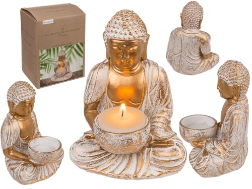 Out of the blue Decorative Buddha Figurine with Tea Light Holder Approx. 10 x 8.5 x 14 cm