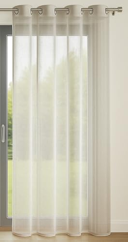 Plain Net Curtain with 8 Eyelets – 140 x 240 cm – String – Bright and Decorative – Protects from Outdoors