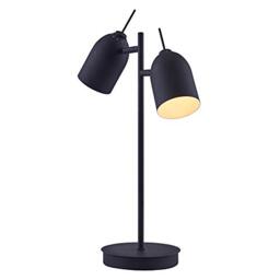 VERSANORA Teamson Home Adjustable Standing Desk Lamp with Double Spotlight, Table Lamp Desk Lamp, Desk Light, Tabletop, Black Finish for Living Room or Office