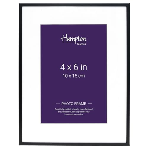 Hampton Frames, Photo Frame MADRID M138B46, 4x6 Inch (10x15cm), Matt Black, Narrow Profile, Bevel Mount, Freestanding or Wall Display - Classic Home Décor Frame