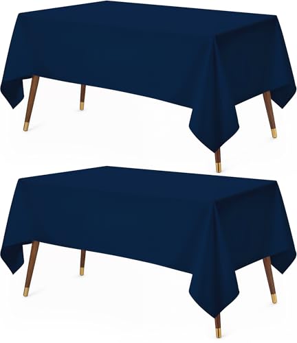 Utopia Kitchen Rectangle Tablecloth 152x259 cm - (Pack of 2) Navy Table Cover Machine Washable Table Cloth Perfect for Parties, Weddings and Festivals (60x102 inches)