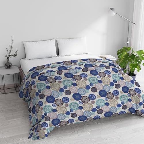 Winter Quilted Quilt for Double Bed 250 x 245 cm DoubleFace Basic Murrine Pattern, Made in Italy – Reversible Duvet in Soft Microfibre 200 g/m² – Machine Washable Duvet