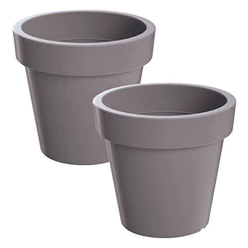 WELLHOME 2X Lofly Plastic Planter in Grey Colour (Length) x 15.8 (Width) x 14.4 cm (Height)