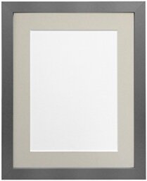 FRAMES BY POST 25mm wide H7 Silver Picture Photo Frame with Light Grey Mount A2 For Pic Size A3 (Plastic Glass)