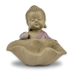 Zen'Light Statue Buddha Baby Prior in Front of Lotus - Zen Atmosphere in Your Sacred Room - Beautiful Figure as Lucky Charm - Height 10.5 cm