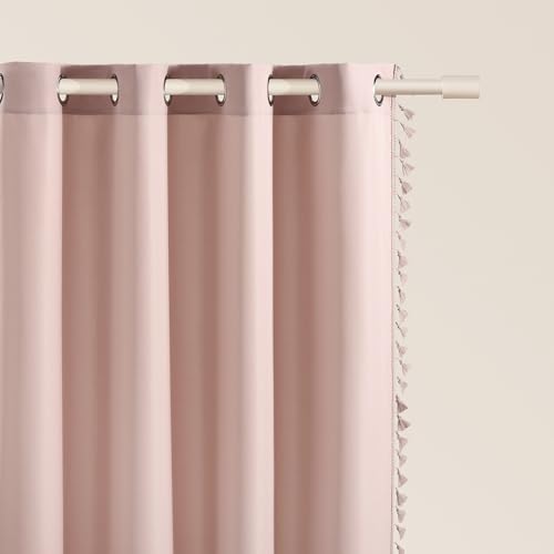 ROOM99 Lara Curtain with Silver Eyelets, 140 x 280 cm, Width x Height Sliding Curtains, Modern Curtain, Living Room, Bedroom, Powder Pink, Pack of 1