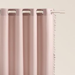 ROOM99 Lara Curtain with Silver Eyelets, 140 x 280 cm, Width x Height Sliding Curtains, Modern Curtain, Living Room, Bedroom, Powder Pink, Pack of 1