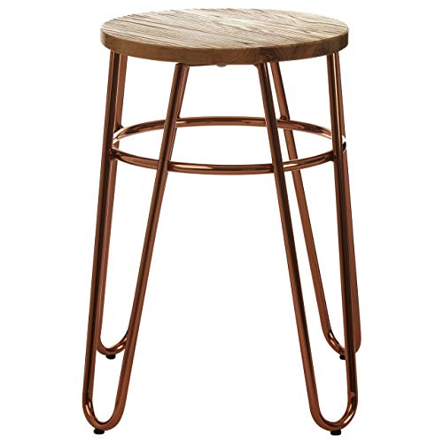 Premier Housewares Bar Stool, Counter Height Stools, Metal & Wood, w35 x d35 x h47.5cm - Rose Gold