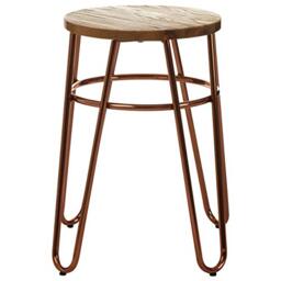 Premier Housewares Bar Stool, Counter Height Stools, Metal & Wood, w35 x d35 x h47.5cm - Rose Gold