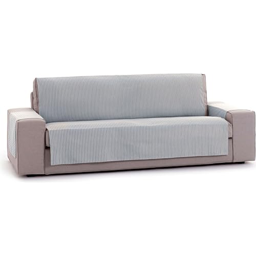 ECOMMERC3 - Universal Sofa Cover with Elastic Bands Size 3 Seater ??? Adjustable Sofa Cover Ecru/Grey, Back, Seat and Arm Protection Easy and Versatile Renovation