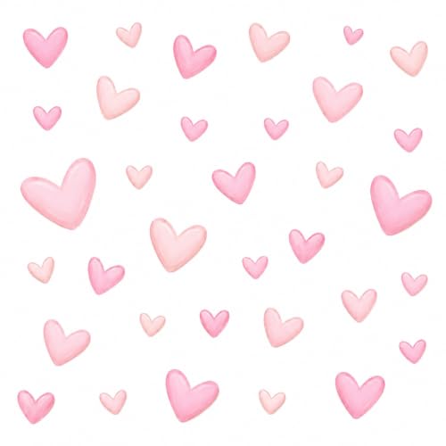 Lafefe 80pcs Wall Stickers for Girls Bedroom, Pink Heart PVC Wall Decals, for Girls Bedroom Accessories, Kids Room, Nursery & Playroom Decor,Pink
