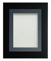 Frame Company Watson Matte Black Picture Photo Frame fitted with Perspex, 8x6 inch with Blue Mount for image size 6x4 inch