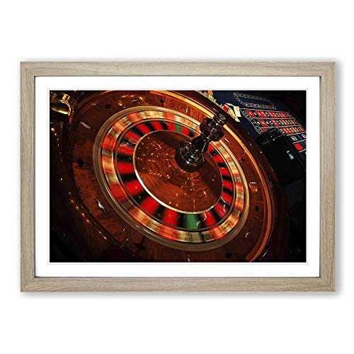 Roulette Table Casino Framed Print - A2 Oak Framed Wall Art - Ready to Hang - Modern Nature Picture - Living Room Bedroom Lounge Office