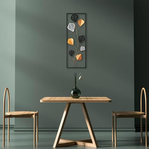 Hand-Painted Decorative Metal Wall Accessory, 32 x 90 cm, 100% Metal (1.5 mm), Unique Art Piece for Home Decor, Elegant & Versatile Design