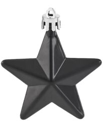 Set of 6 Star Christmas Tree Decorations, Black, 7.5 cm