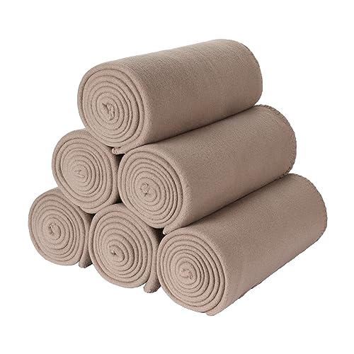 Special SG Glory Fleece Throw Blanket Set Bulk for Travel Kids Outdoor Wedding Pet (Camel, Pack of 6 50x60 Inches)