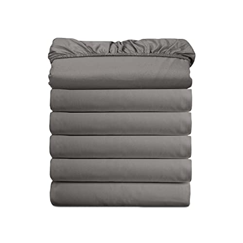 (6-Pack) Luxury Fitted Sheets! Premium Hotel Quality Elegant Comfort Wrinkle-Free 1500 Premier Hotel Quality 6-Pack Fitted Sheet with Storage Pockets on Sides, Twin/Twin XL Size, Gray