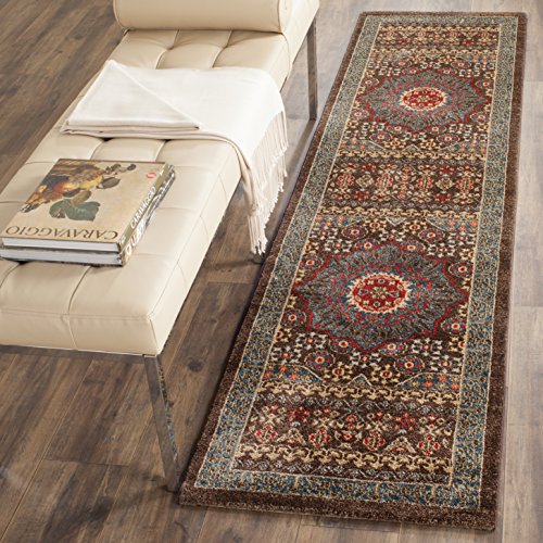 Safavieh Traditional Rug for Living Room, Dining Room, Bedroom - Mahal Collection, Short Pile, in Navy and Red, 66 X 244 cm