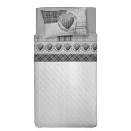 PENSIERI DELICATI Single Bed Sheet Set, 100% Cotton, 90 x 200 cm Single Bed Sheet Set, Includes Bottom Sheet, Top Sheet and 1 Pillowcase, Made in Italy, Grey Lovely Check Pattern