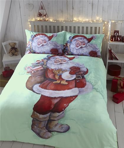 Kampala Hill Jolly Santa Christmas Bedding Festive Duvet Cover Sets with Father Christmas Double