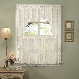 "Sweet Home Collection Panels Sheer Rod Pocket Unique Styles and Prints, Polyester, Hopewell Cream, 38"" W x 60"" L (Pack of 5)"