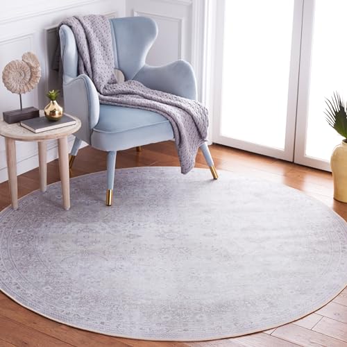 Safavieh Traditional Rug Ideal for High Traffic Areas - Machine Washable and Non Slip - Tucson Collection, Short Pile, in Beige, 183 X 183 cm