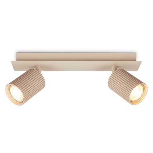 BRILONER - Ceiling Light, Adjustable, GU10 Socket, max. 9W, Spotlight, Ceiling Lights Living Room, Lights for Bedroom, Hallway, Kitchen, Spot Lamp, Lounge, 32 cm, Beige