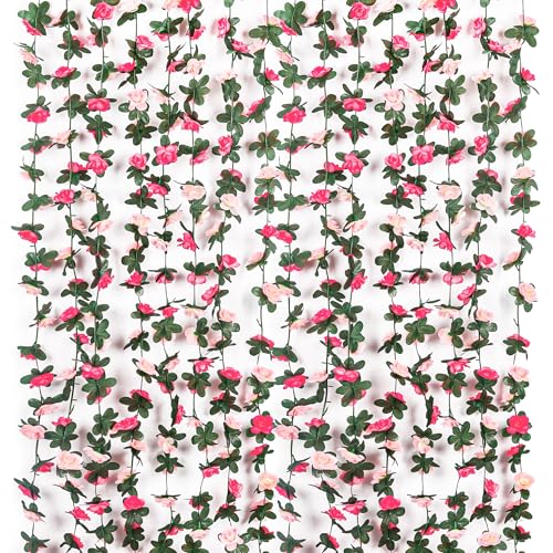 Miracliy 9 Pack 74 FT Flower Garland Decorations Plastic Artificial Flowers for Wedding Decoration Photo Booth Backdrop