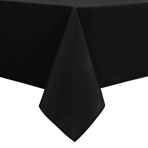 DWCN Rectangle Tablecloth - 30 x 60 Inch - Waterproof Stain and Wrinkle Resistant Washable Table Cloth, Decorative Fabric Table Cover for Kitchen Dining Room Party and Outdoor Use, Black