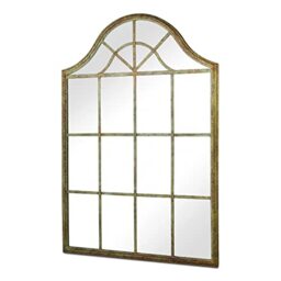 MirrorOutlet Large Metal Rustic Arched Shaped Window Garden Outdoor Mirror New 92cm X 63cm, Green (GM089)