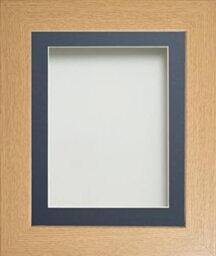 Frame Company Watson Beech Picture Photo Frame fitted with Perspex, 10x10 inch with Blue Mount for image size 5x5 inch