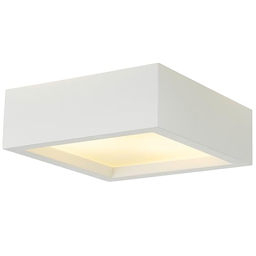 Ceiling Lights - PLASTRA 104 Surface Mounted Downlight with E27 Socket - Paintable, Energy-Efficient Ceiling Lighting for Living Room, Kitchen & Bedroom - 25W, 220-240V, 25 x 9.5 x 25cm - SLV, White
