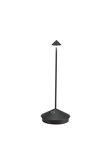 Zafferano, Pina Pro Lamp, Rechargeable Cordless Table Lamp with Touch Controls, Suitable for Interior and Outdoor, Dimmer, 2200-3000 K, Height 29 cm, Black Colour