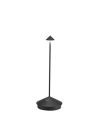 Zafferano, Pina Pro Lamp, Rechargeable Cordless Table Lamp with Touch Controls, Suitable for Interior and Outdoor, Dimmer, 2200-3000 K, Height 29 cm, Black Colour