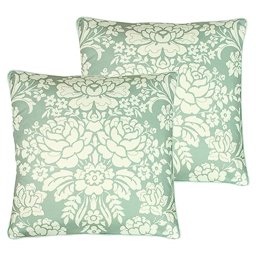 Paoletti Melrose Feather Filled Cushions Twin Pack, Sage, 50 x 50cm