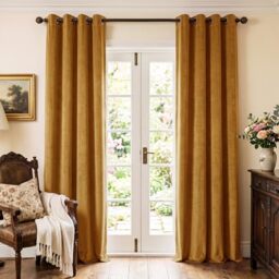 StangH Golden Brown Velvet Curtains 108 Inch Long Luxury Room Darkening Decorative Curtains for Birthday Party Holiday Studio Backdrops Grommet Design W52 x L108 2 Panels