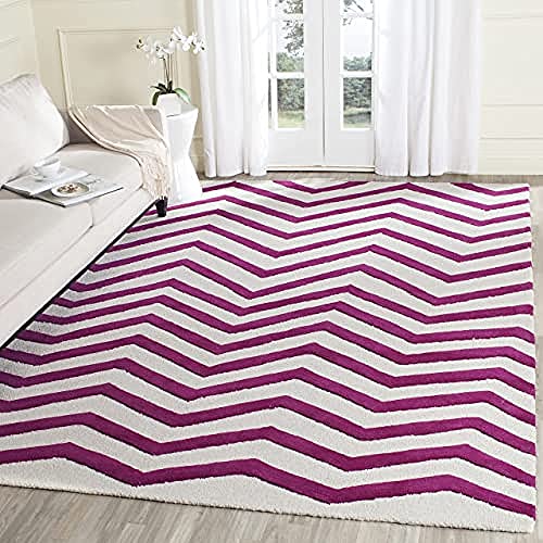 Safavieh Contemporary Indoor Hand Tufted Rectangle Area Rug, Cambridge Collection, CAM714, in Ivory / Fuchsia, 152 X 244 cm for Living Room, Bedroom or Any Indoor Space