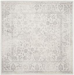 Safavieh Distressed Rug for Living Room, Dining Room, Bedroom - Adirondack Collection, Short Pile, in Ivory and Silver, 160 x 160 cm