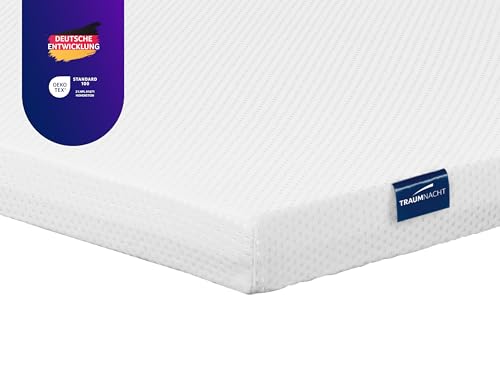 Traumnacht Comfort mattress topper with point-elastic cold foam core for optimal adjustment, 80 x 200 cm, hardness grade 3 (medium hard), Oeko-Tex certified, made in accordance with German