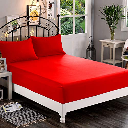 Premium Hotel Quality 1-Piece Fitted Sheet, Luxury & Softest 1500 Thread Count Egyptian Quality Bedding Fitted Sheet Deep Pocket up to 16 inch, Wrinkle and Fade Resistant, King, Red