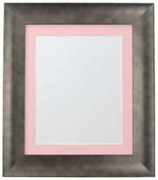 FRAMES BY POST Hygge Picture, Photo and Poster Frame, Plastic Glass, Pewter with Pink Mount, 30 x 20 Inches Image Size A2