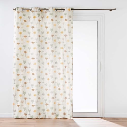 Douceur d'Intérieur, Palmelia 140 x 280 cm Polycotton Printed Eyelet Curtain