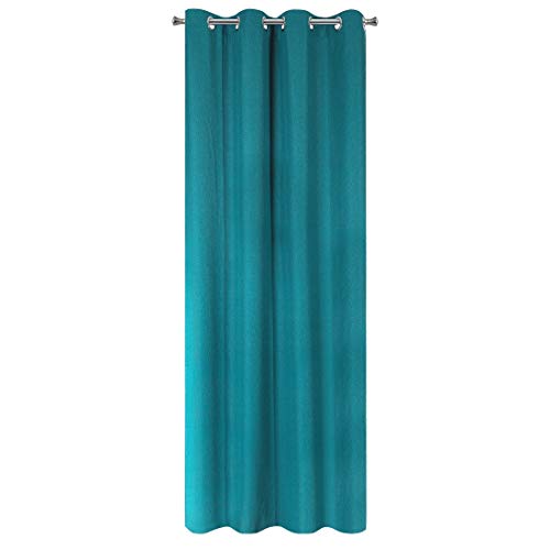 Eurofirany curtain, smooth, jacquard, textured, trend eyelets, elegant, glamour, bedroom, living room, turquoise, 135 x 250 cm