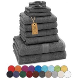GREEN MARK Textilien 10-Piece Terry Towel Set, Anthracite Gray