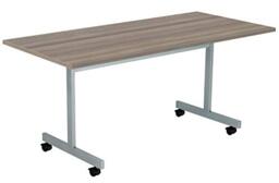 Office Hippo Office Table, Sturdy & Stylish Tilting Table Desk, Work Table For Home Office, Versatile Computer Table For Meeting Room or Boardroom, 5 Year Guarantee - Grey Oak/Silver
