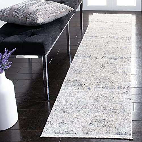 Safavieh Dream Collection Contemporary Rug for Living Room Dining Room Bedroom Short Pile Grey and Green 24 x 84 Inch