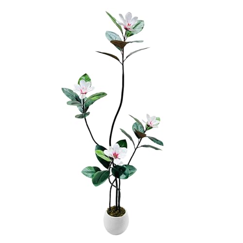 GarveeHome Artificial Plants with White Pot Artificial Magnolia Fake Plant Plastic Plants Artificial Plants Decoration for Living Room Balcony Office