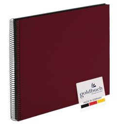 goldbuch Bella Vista 25 994 Spiral Photo Album 35 x 30 x 1.5 cm - Spiral Diameter 2.8 cm, Photo Album with 40 Black Pages, Linen Memory Album, Photo Book for Pictures to Stick, Bordeaux