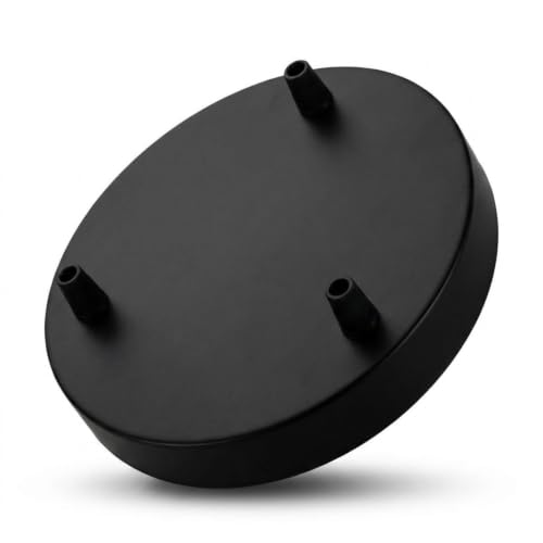 Black Ceiling Rose 200mm Side Fitting 3 Outlet Pendant Light Plate for Multi Drop Cluster Lighting Metal Round Ceiling Cover for Modern UK Interiors Versatile Accessory Elegant Lighting Solutions