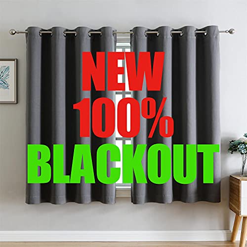 G2000 100% Blackout Curtains for Bedroom & Living Room - 63 Inch Length, Grey, Thermal Lined, Insulated, Light Blocking, Noise Reducing, 2 Panels Set